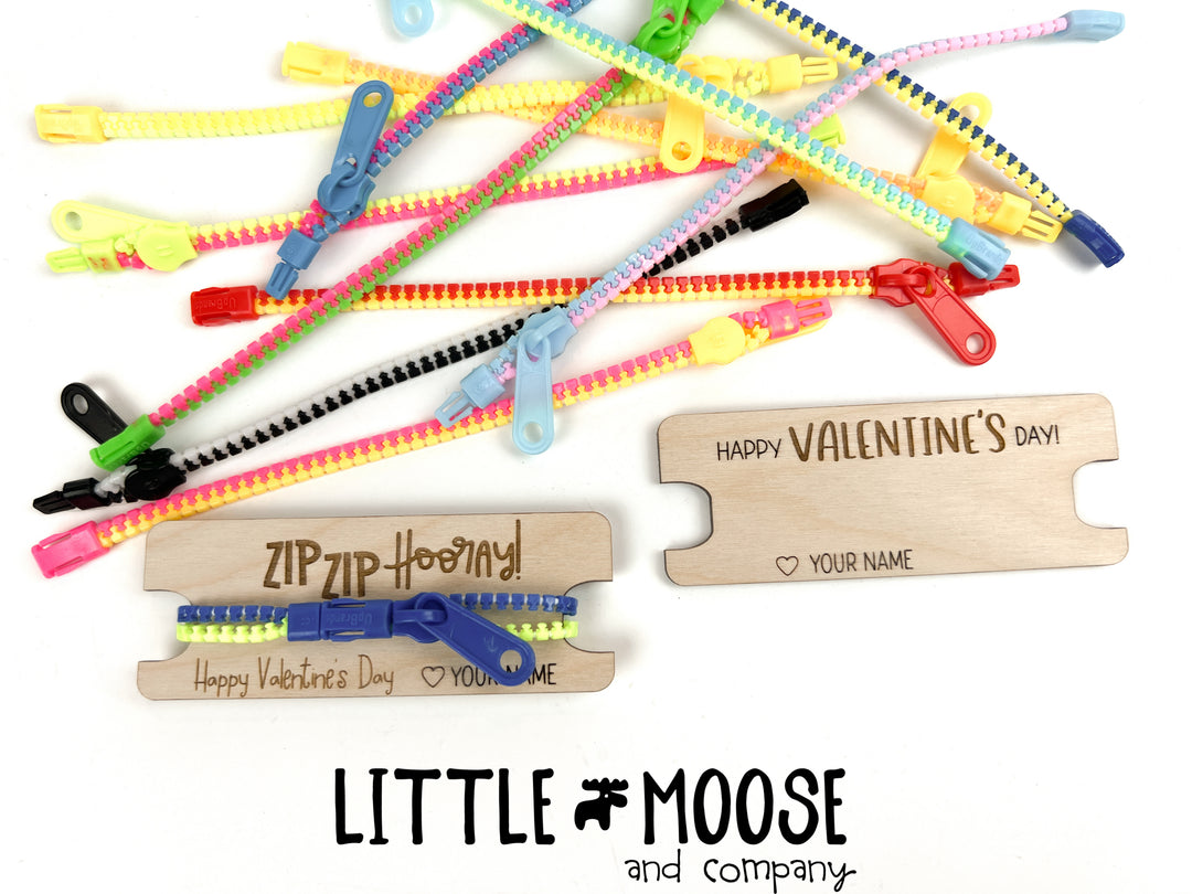 Valentine's Cards ~ zipper bracelet fidget tags