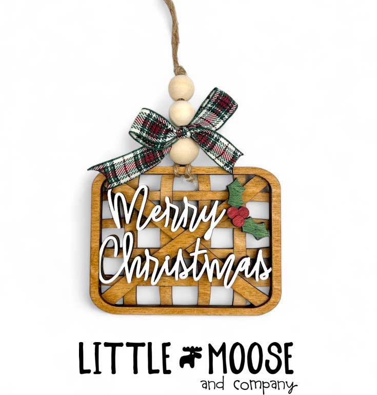 Ornament - rectangle basket - Merry Christmas