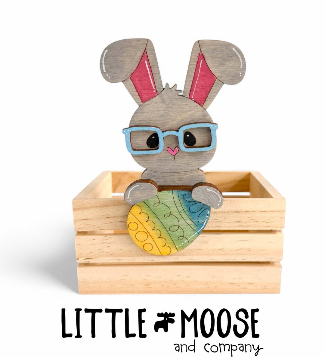 bunny with glasses holding easter egg mug hugger