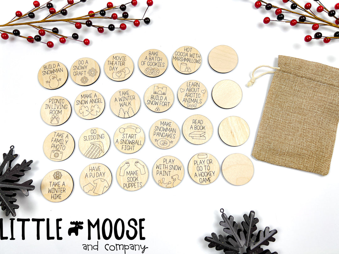 Winter activity tokens - set of 24