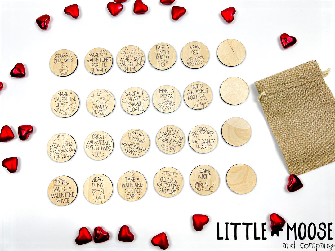 Valentine's Day activity tokens - set of 24
