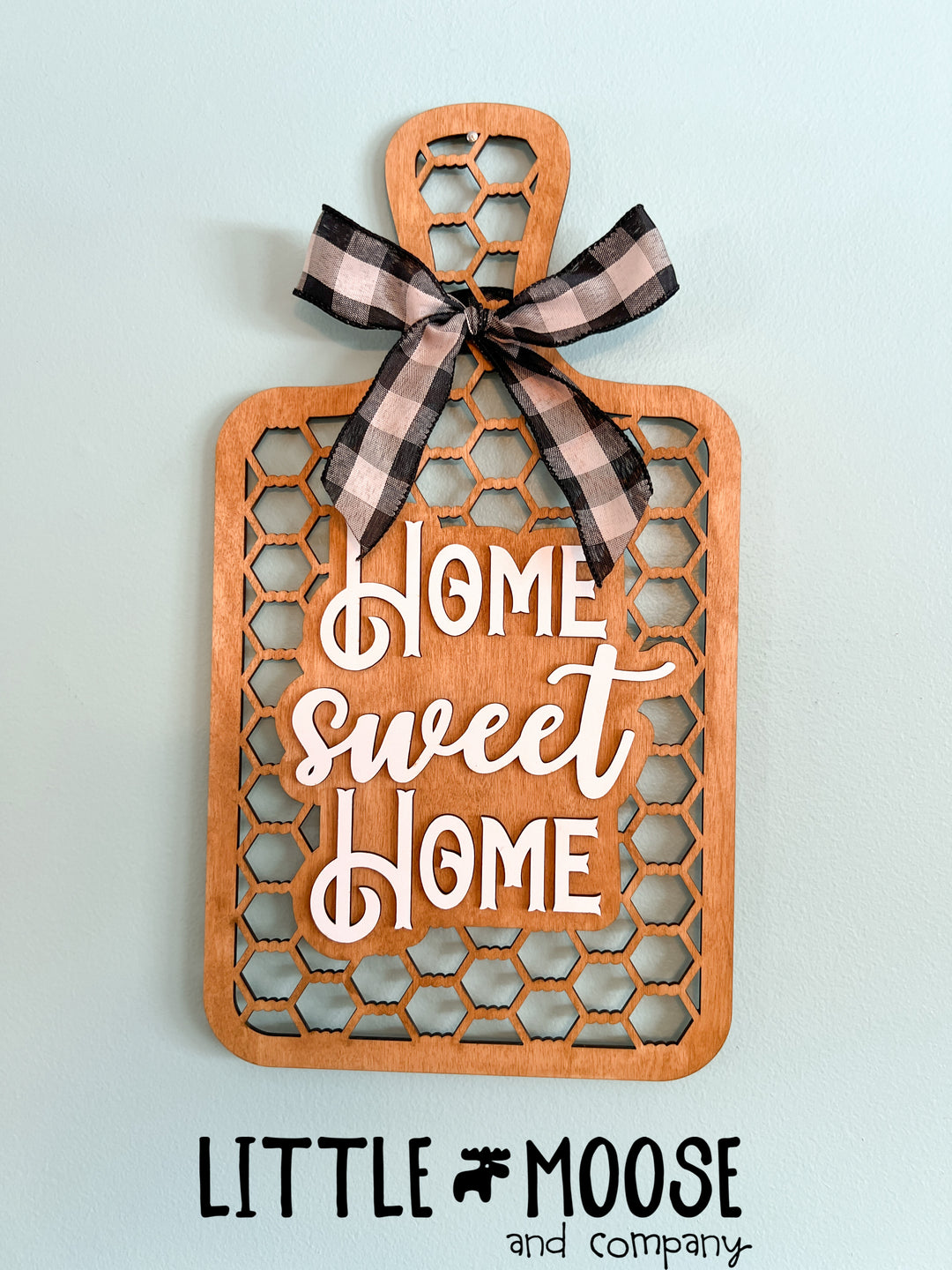 Home Sweet Home chicken wire cutting board