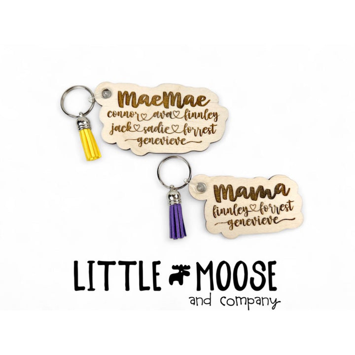 Custom Name Wood KEYCHAIN  ~ Script font