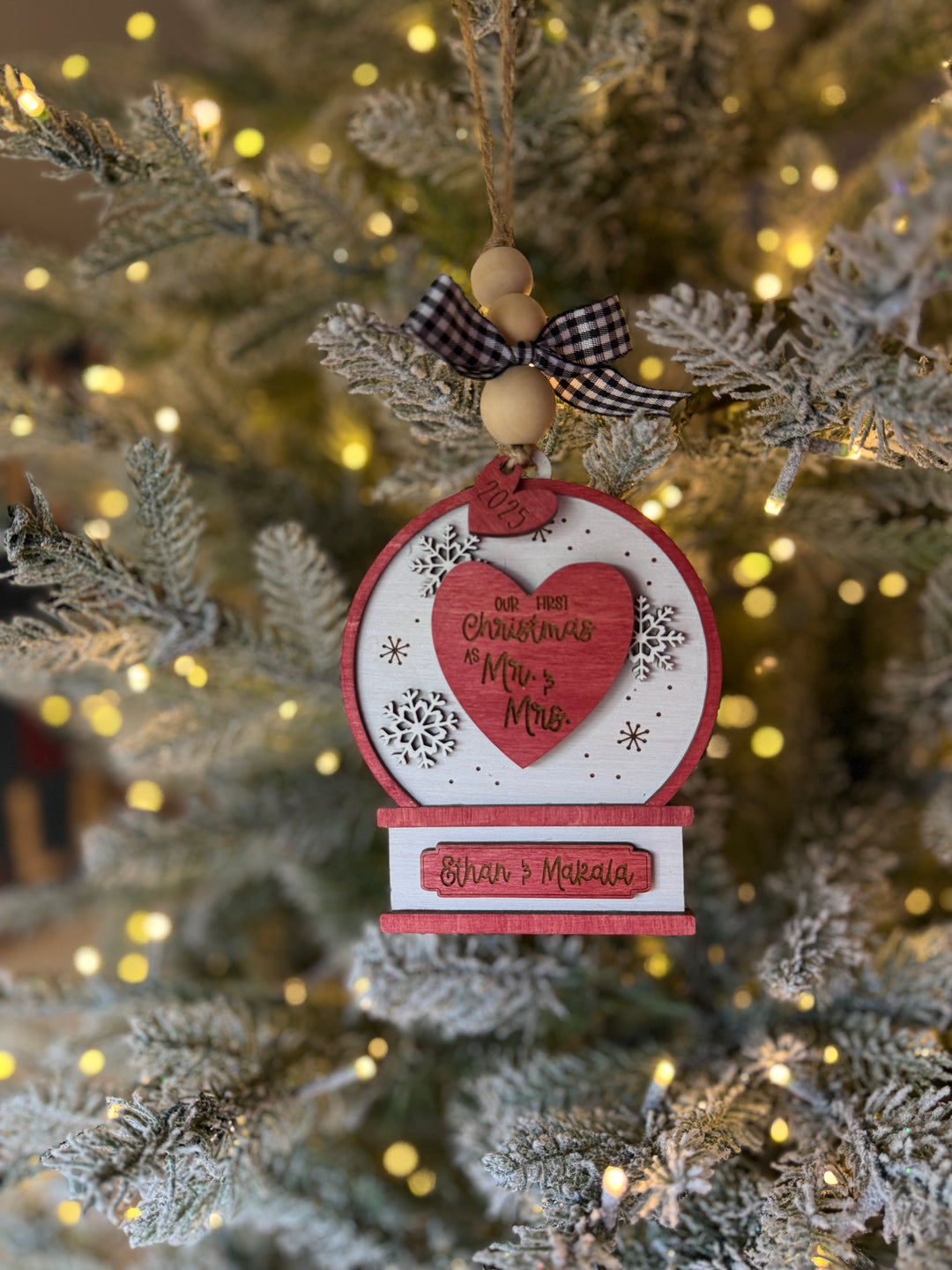 Ornament - Personalized snow globe First Christmas as Mr and Mrs