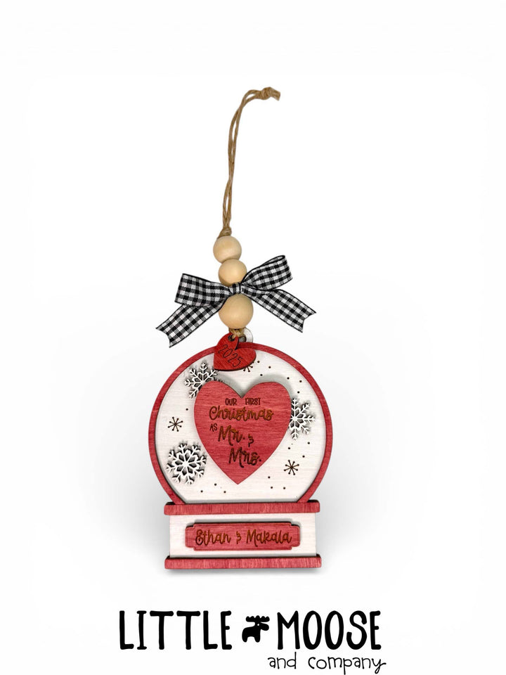 Ornament - Personalized snow globe First Christmas as Mr and Mrs