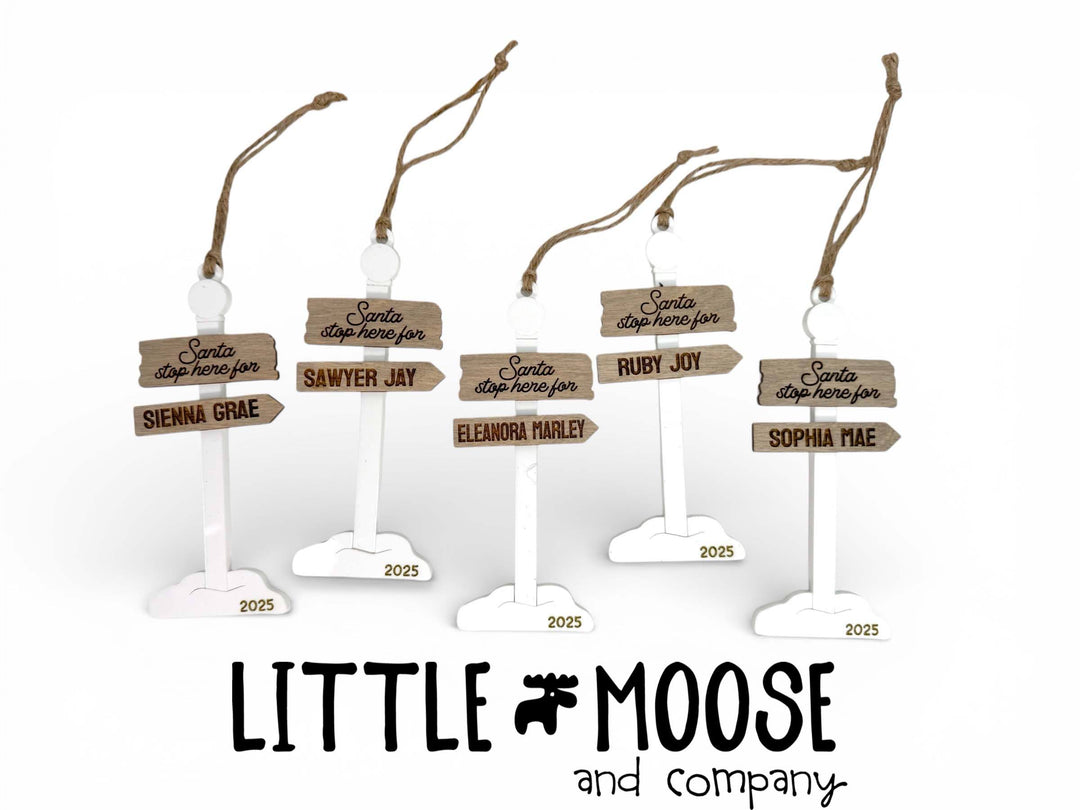 Ornament - Personalized North Pole family - white out