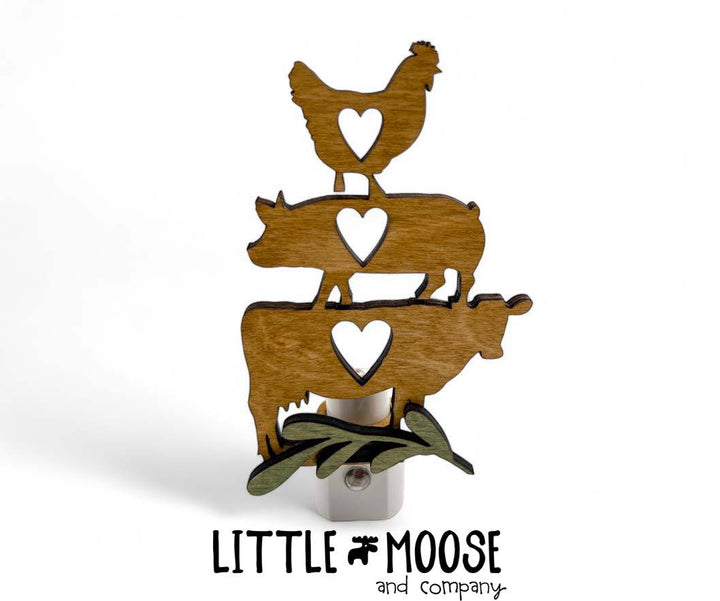 Night Light Cover - farm animal stack