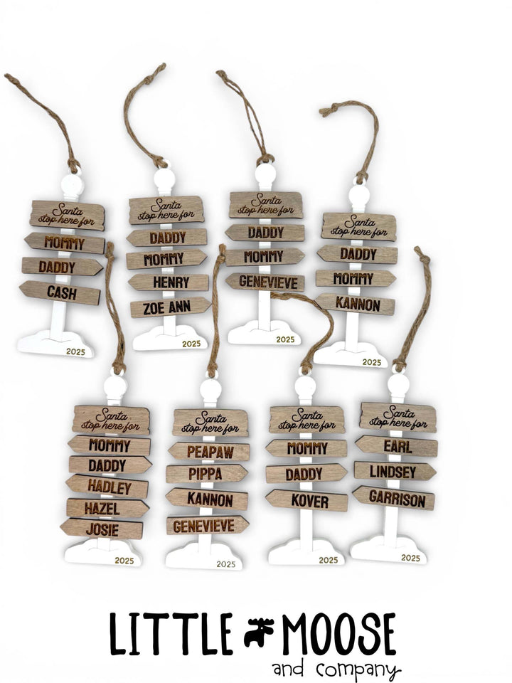 Ornament - Personalized North Pole family - white out