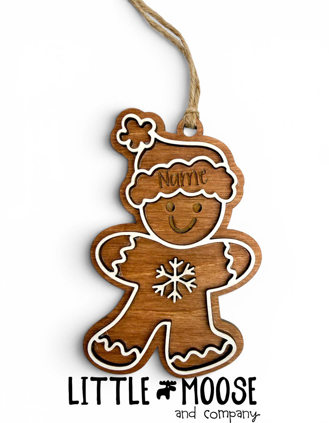 Ornament - personalized gingerbread with Santa hat