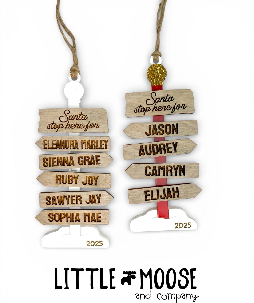 Ornament - Personalized North Pole family - white out