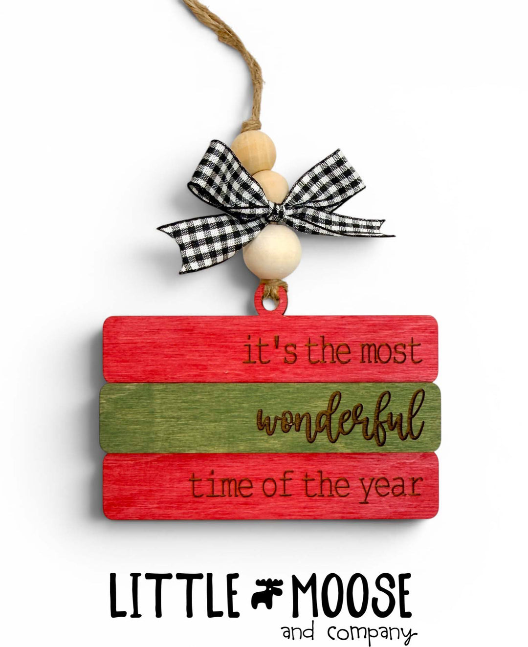 Ornament - book stack - most wonderful time