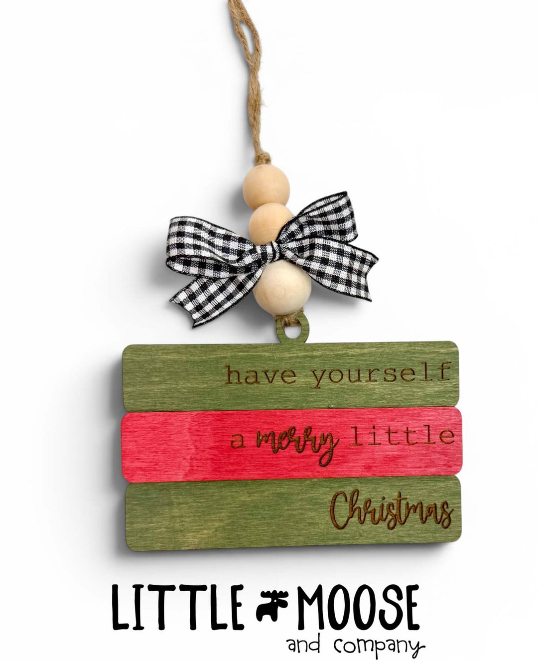 Ornament - book stack - merry little Christmas