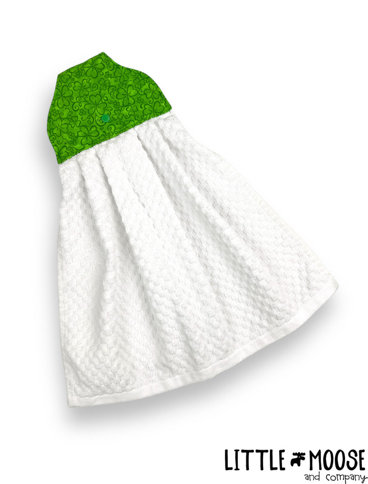 RTS - Hanging Towel - green shamrocks