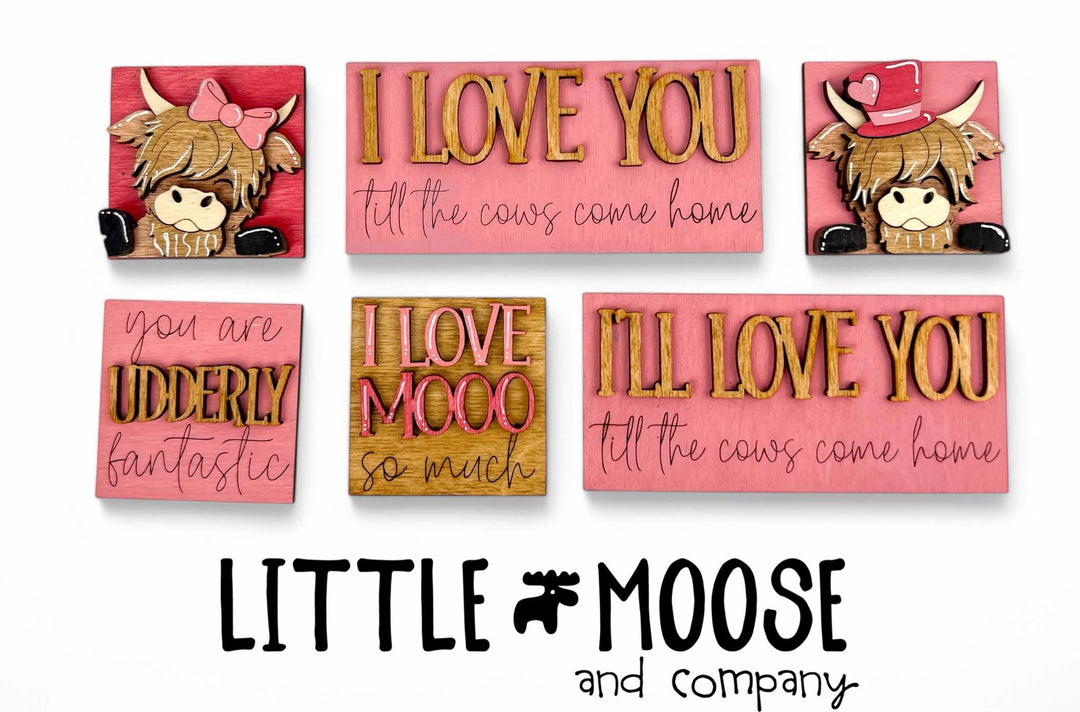 Mini Square & Mini Rectangle Insert - Highland Cow - valentines