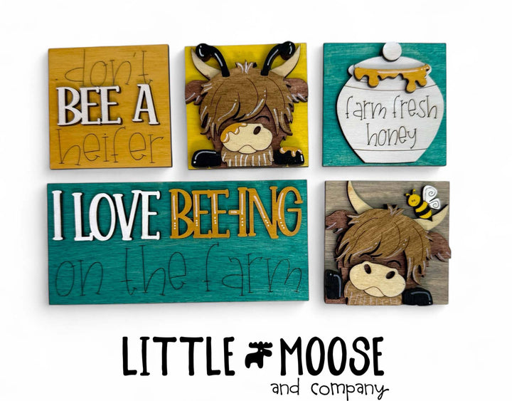 Mini Square & Mini Rectangle Insert - Highland Cow Bee