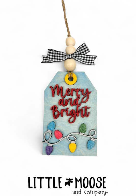 Ornament - Gift Card Holder - merry & bright tag