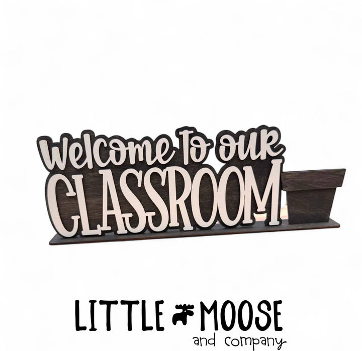 Mug hugger display - Welcome to our classroom