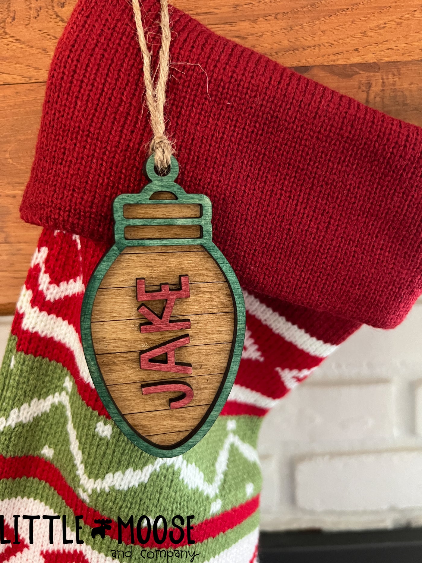Stocking Tag or Ornament - personalized christmas bulb