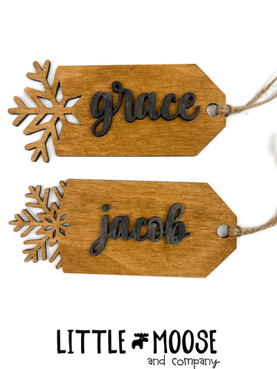 Stocking Tag or Ornament - personalized snowflake tag