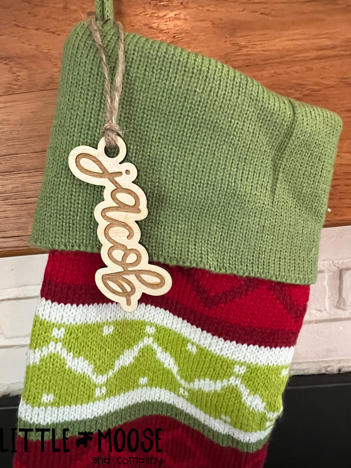 Stocking Tag or Ornament - personalized script or plain
