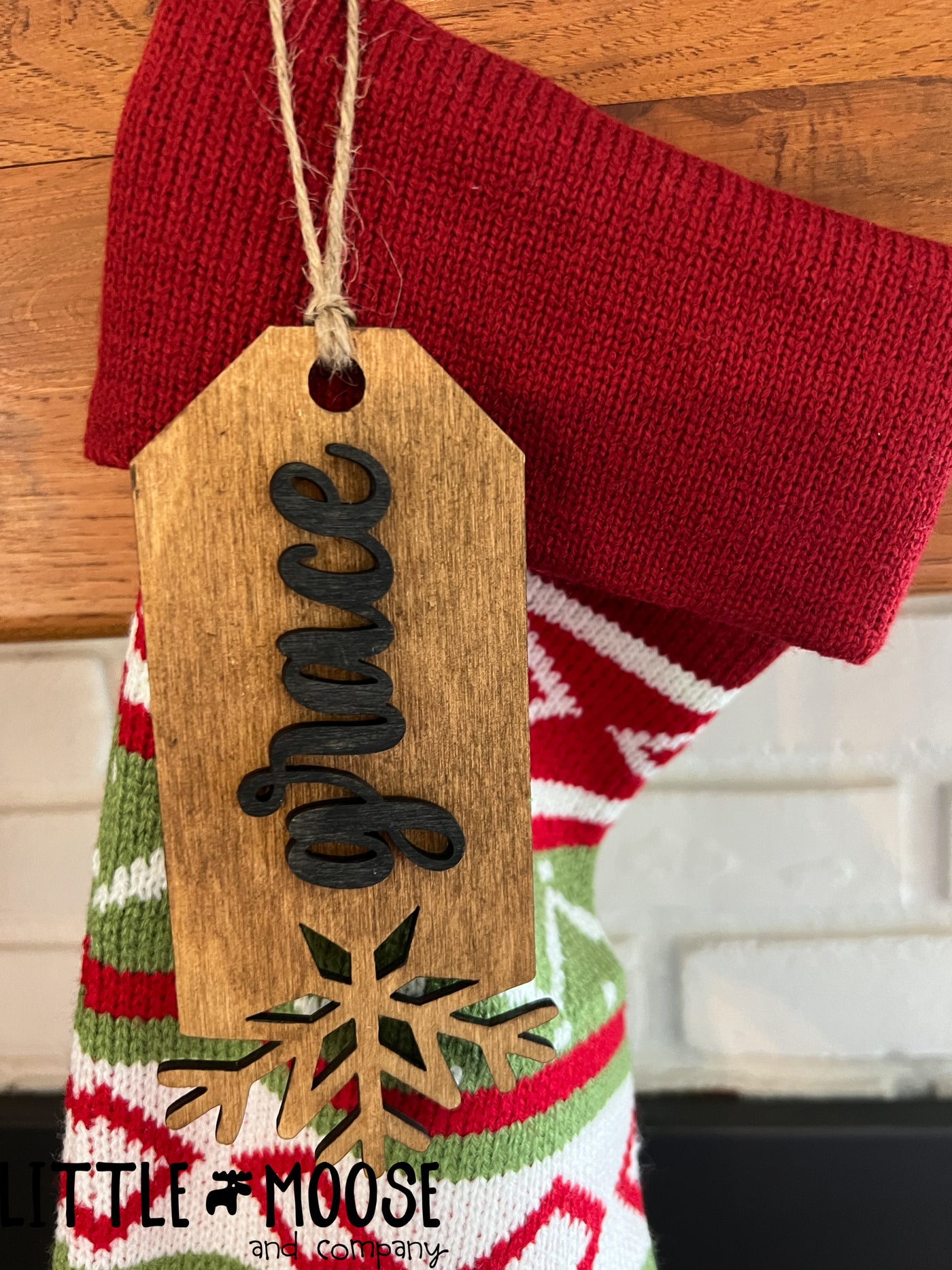 Stocking Tag or Ornament - personalized snowflake tag