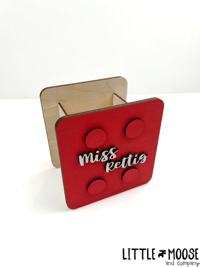 Pencil cup - building block (personalized)