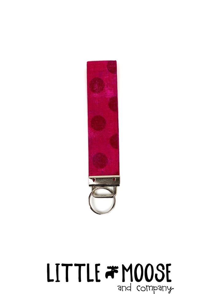 fabric key fob #print_pink-grunge-dots